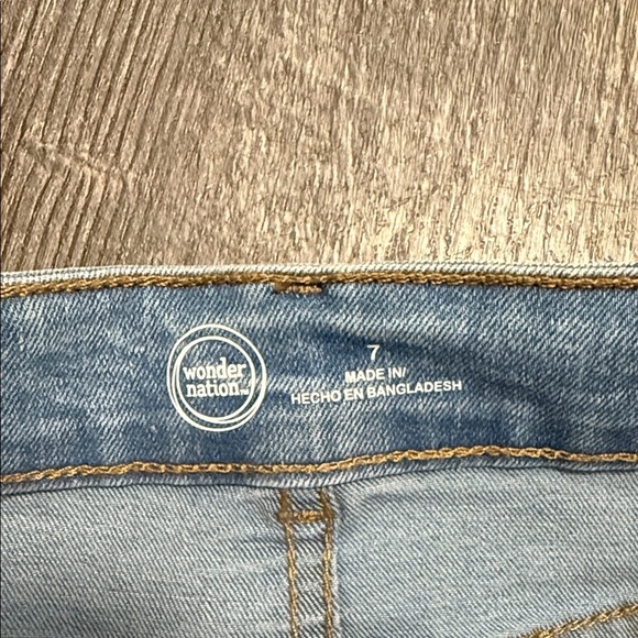 Wonder Nation Floral Embroidered Denim Shorts - Dark Blue and Light Blue - Picture 14 of 15